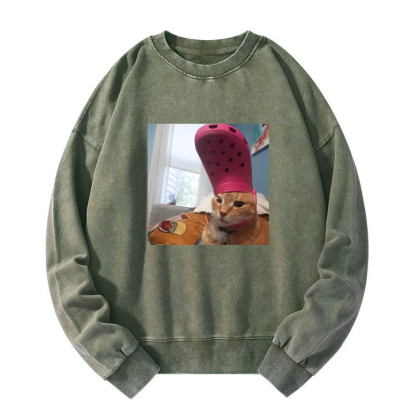 Funny cat meme Washed Sweatshirt