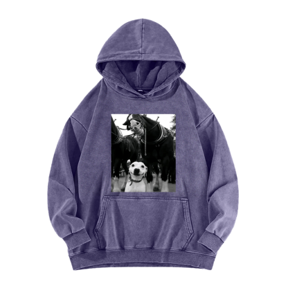 Funny dog and horses Washed Hoodie