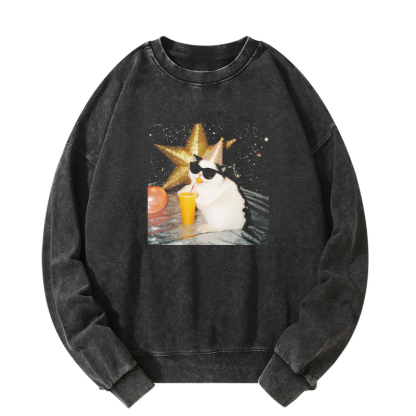 Wacky Cat Washed Sweatshirt