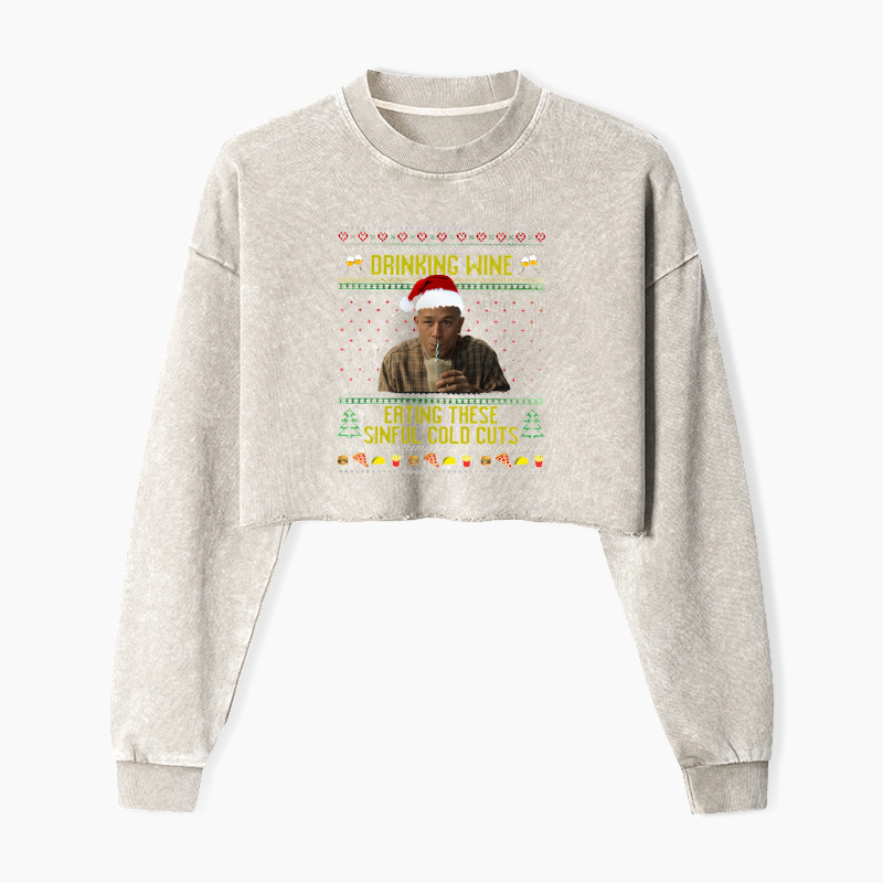 ERTING THESE SINFUL COLD CUTS Washed Crop Sweatshirt