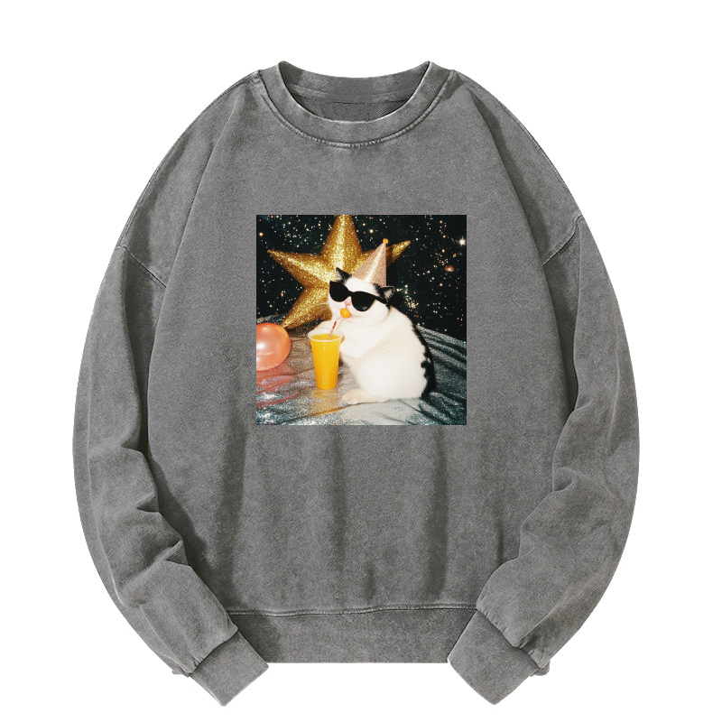 Wacky Cat Washed Sweatshirt