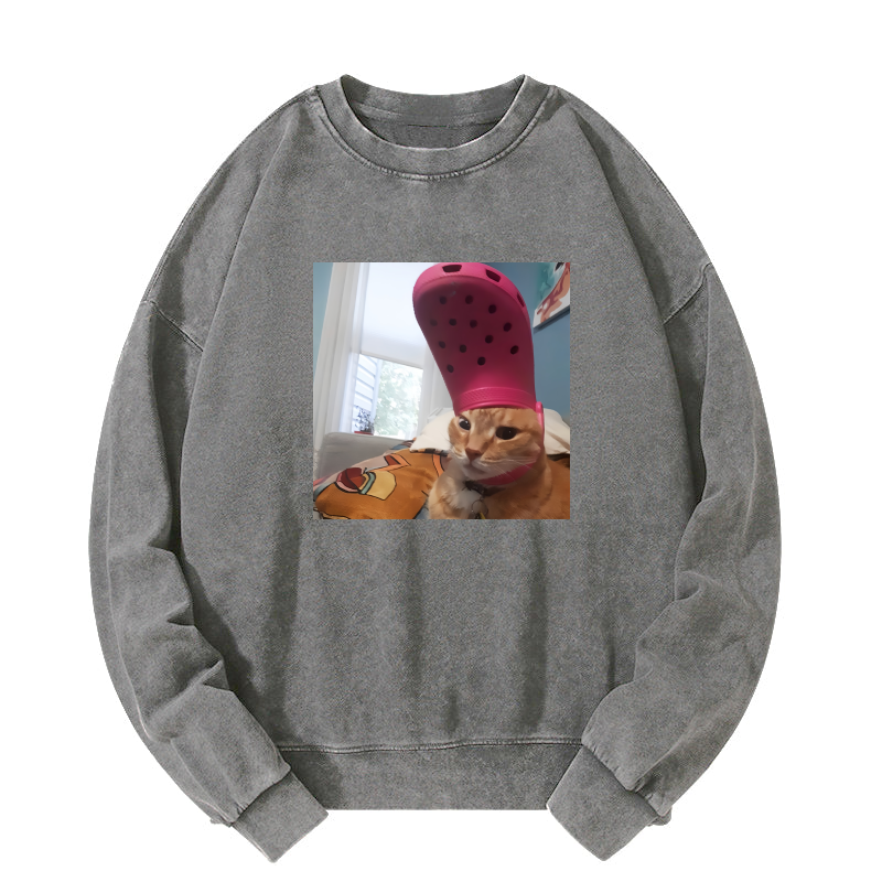 Funny cat meme Washed Sweatshirt