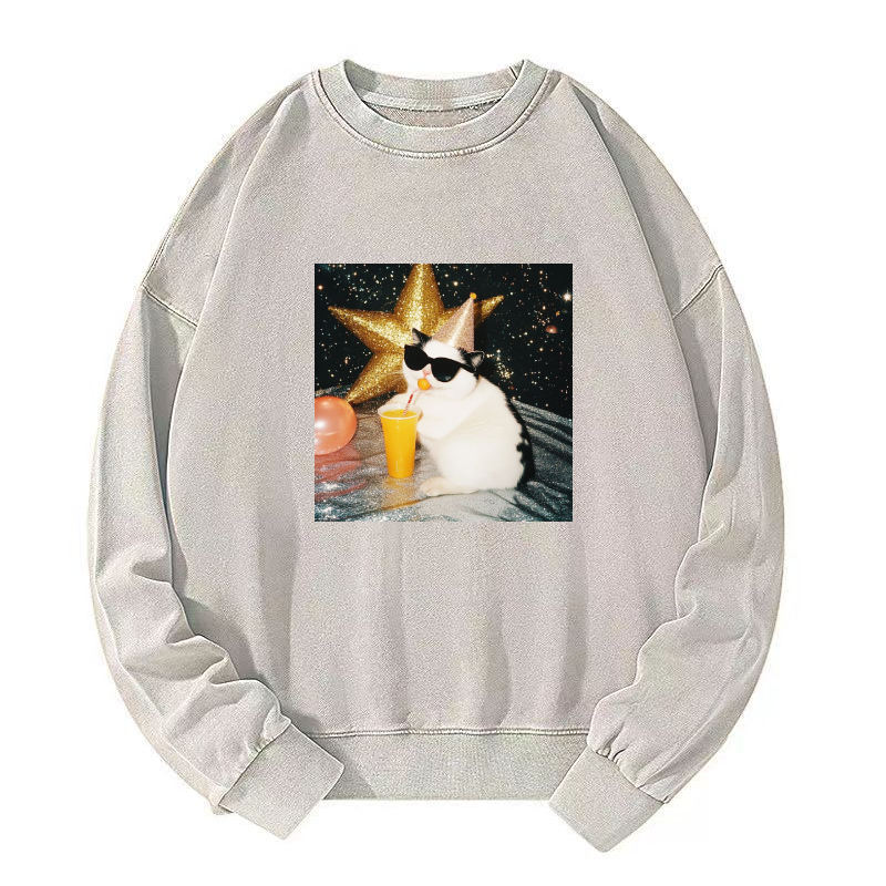 Wacky Cat Washed Sweatshirt