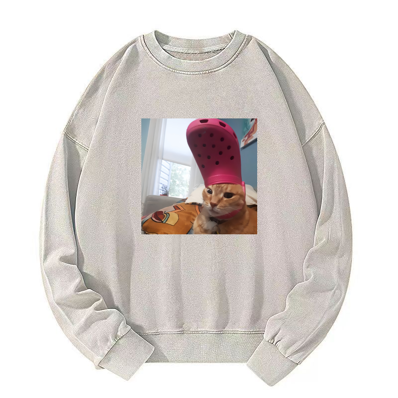 Funny cat meme Washed Sweatshirt