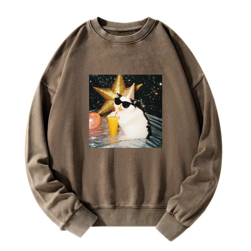 Wacky Cat Washed Sweatshirt