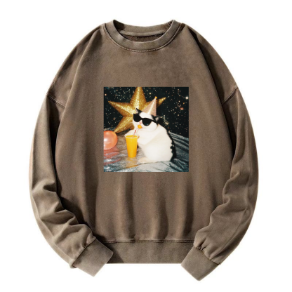 Wacky Cat Washed Sweatshirt