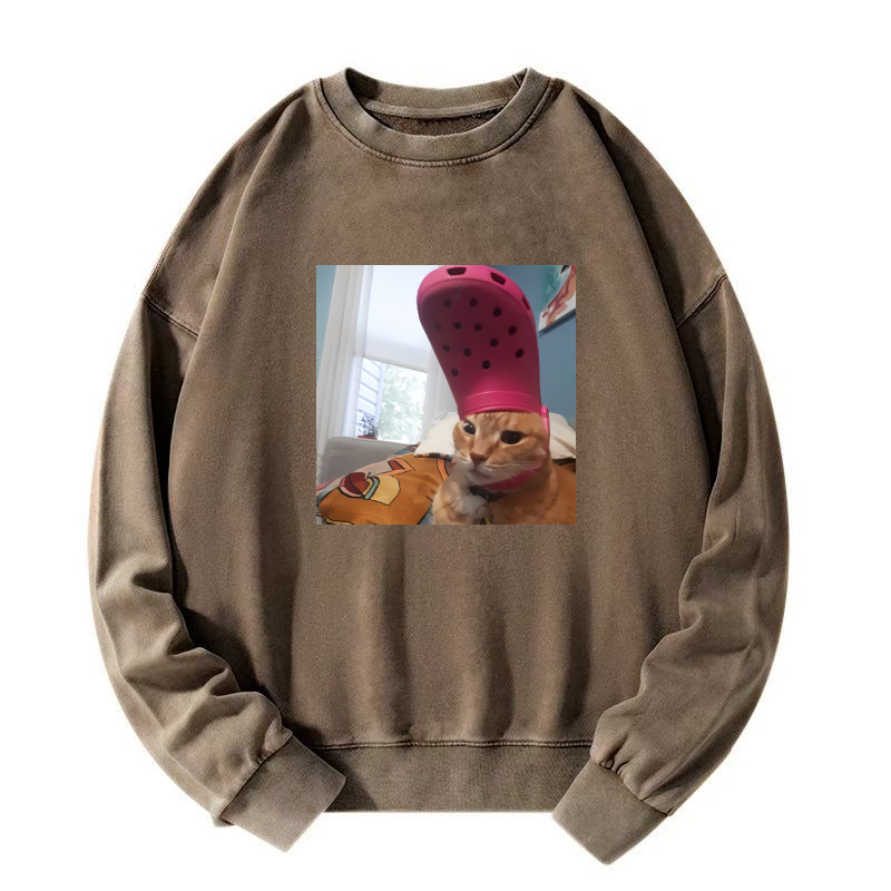 Funny cat meme Washed Sweatshirt