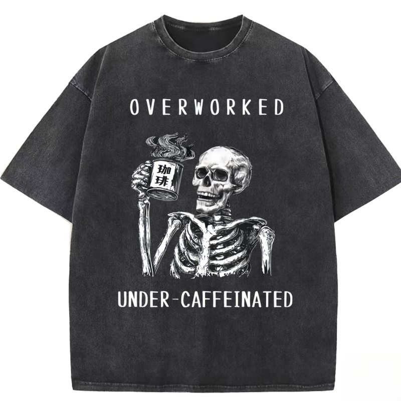 The Skeleton Drinking Coffee Washed T-shirt