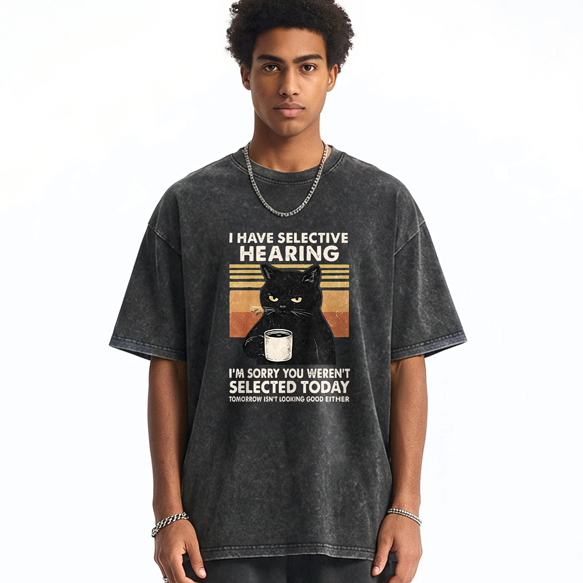 I Like Cats And Coffee Washed T-shirt