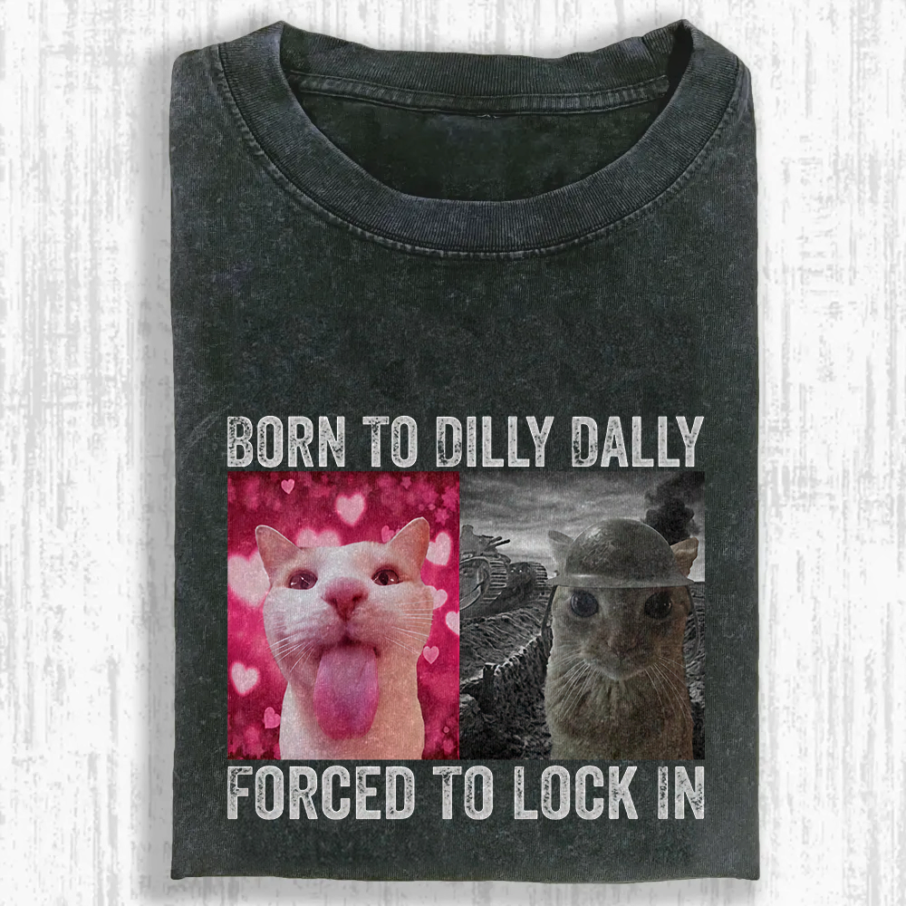 Vibe vs Grind Feline Washed T-shirt