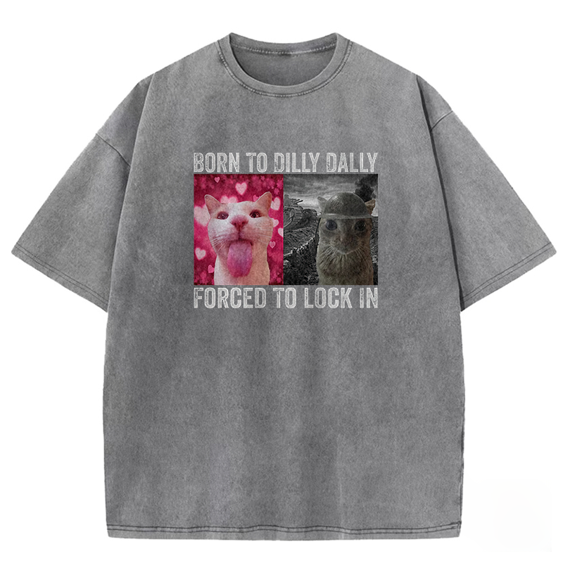 Vibe vs Grind Feline Washed T-shirt