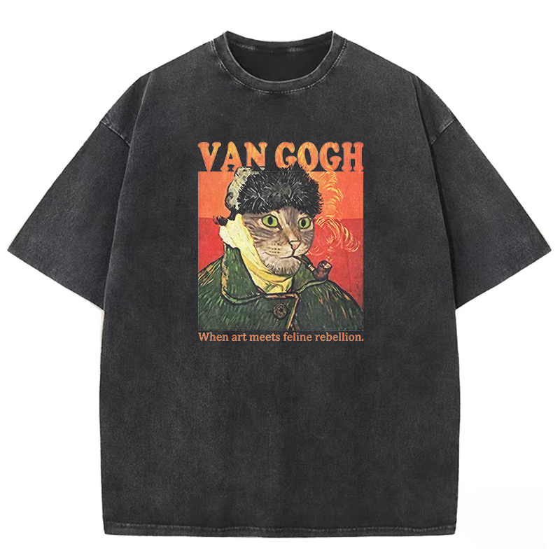 Meow-Gogh Self-Portrait Washed T-shirt