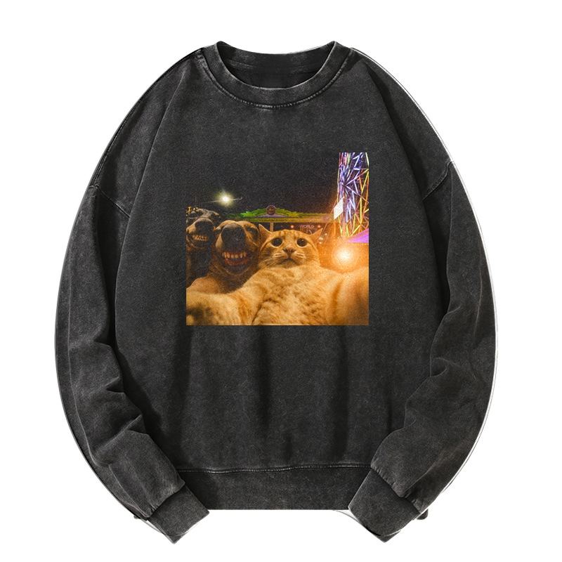 Wacky Cat Washed Sweatshirt