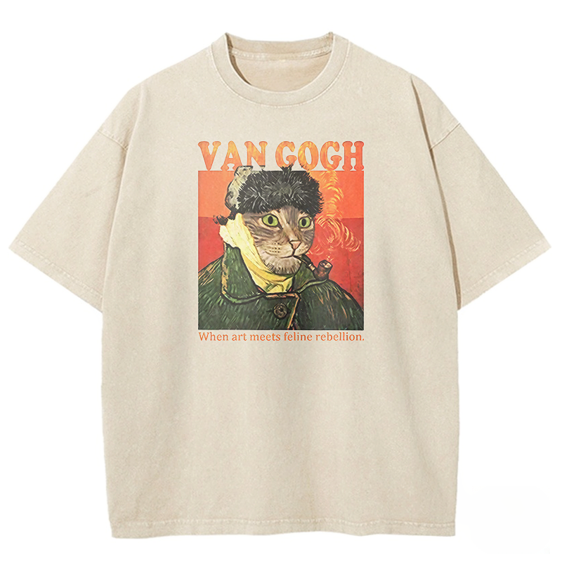 Meow-Gogh Self-Portrait Washed T-shirt