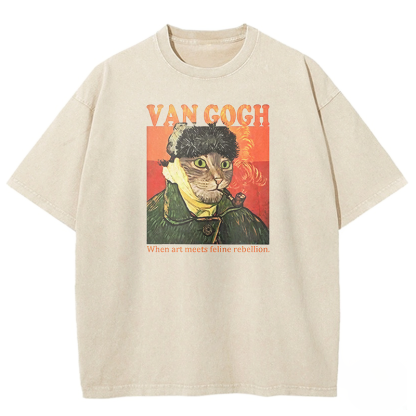 Meow-Gogh Self-Portrait Washed T-shirt
