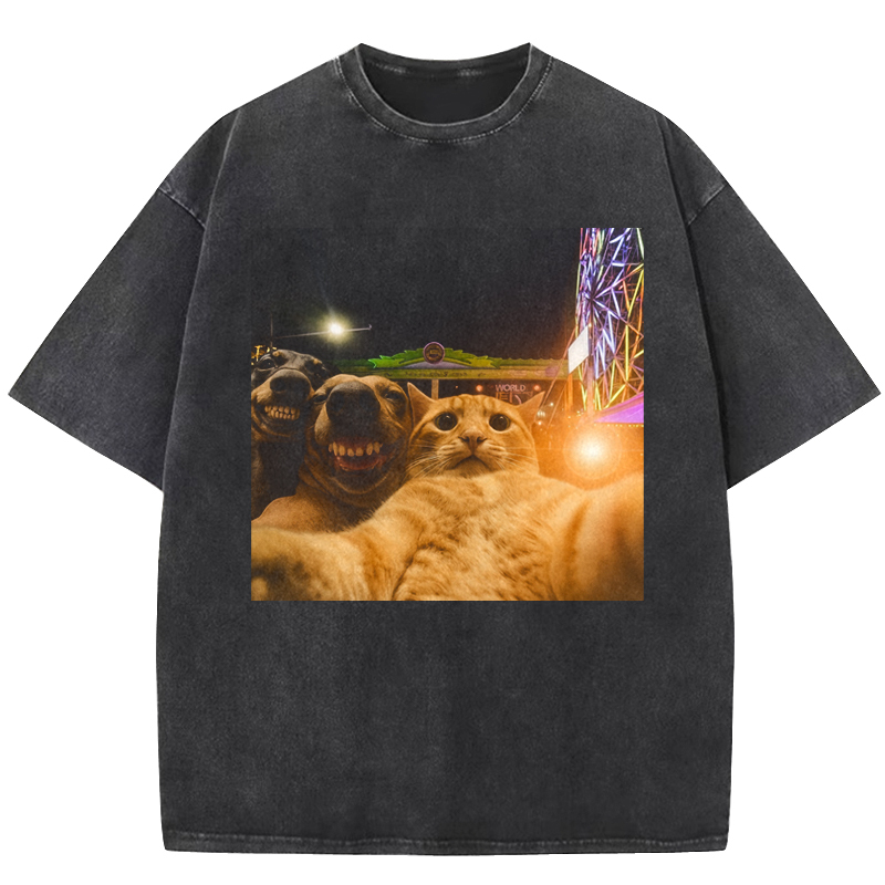Wacky Cats Washed T-shirt
