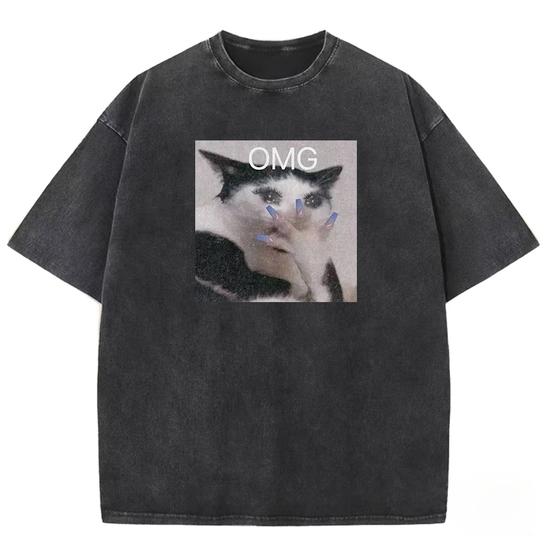 Glam Cat OMG Washed T-shirt