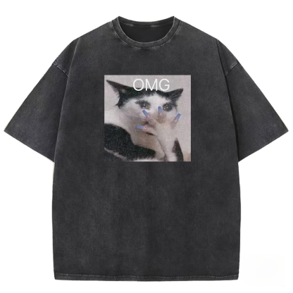 Glam Cat OMG Washed T-shirt