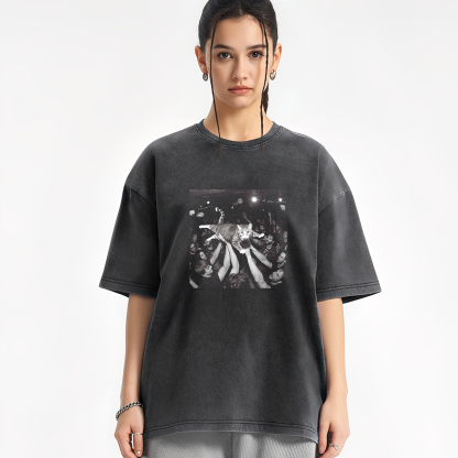 Funny Cat Party Washed T-shirt