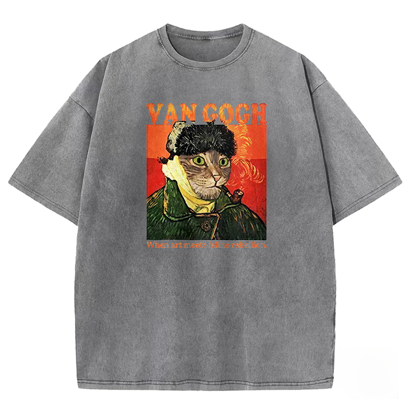 Meow-Gogh Self-Portrait Washed T-shirt