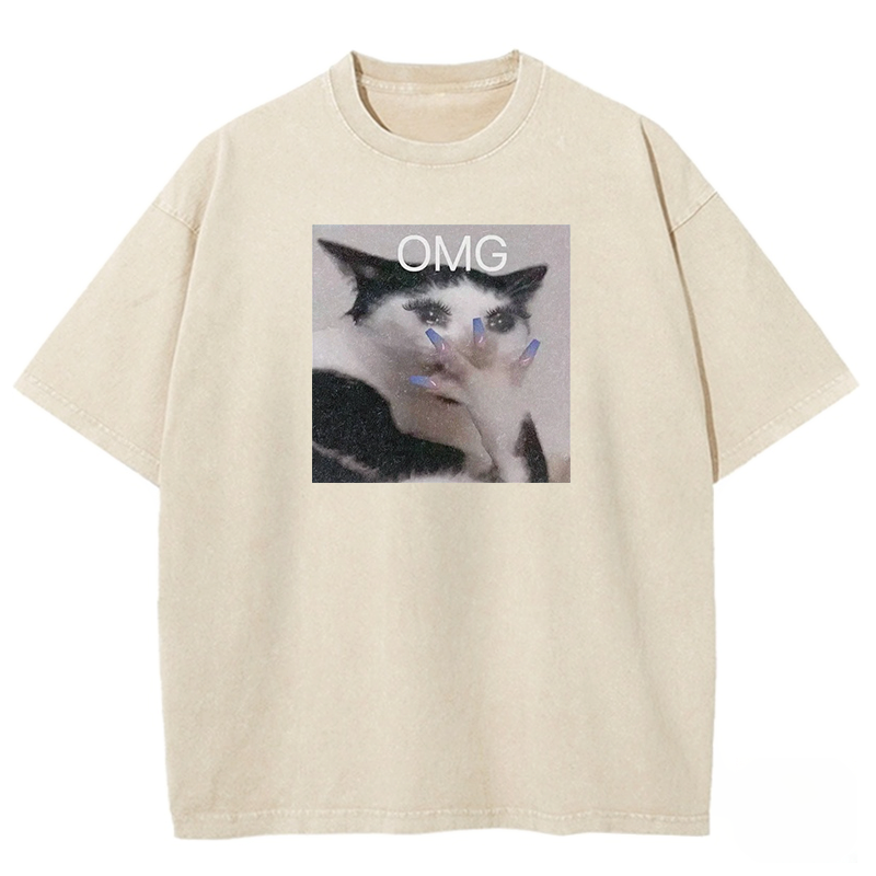 Glam Cat OMG Washed T-shirt
