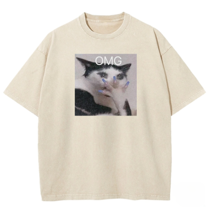 Glam Cat OMG Washed T-shirt