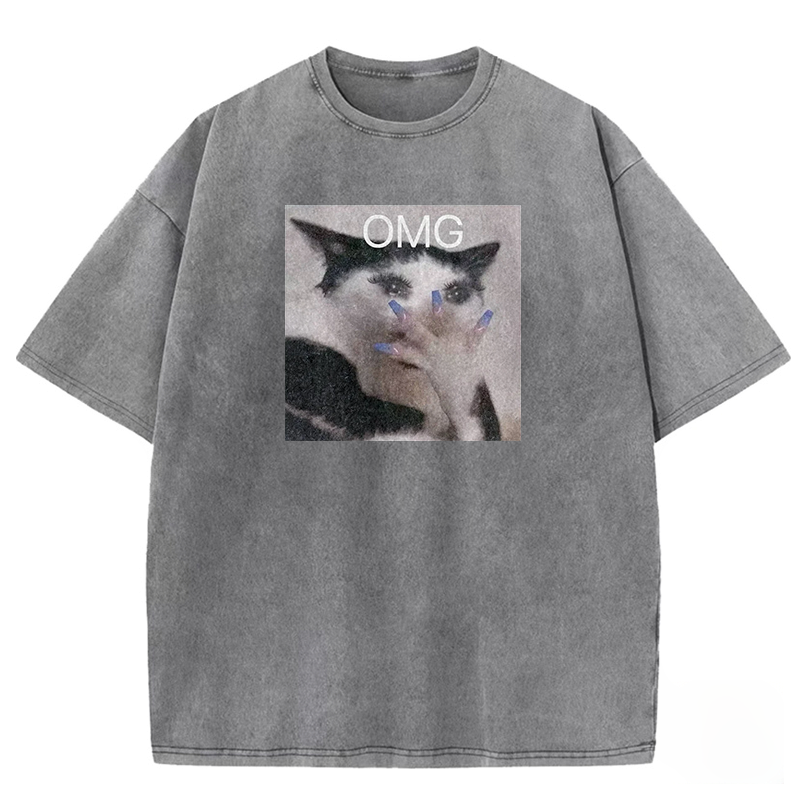 Glam Cat OMG Washed T-shirt