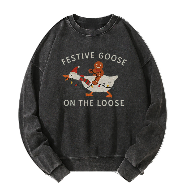 Festive Goose On The Loose Washed Sweatshirt