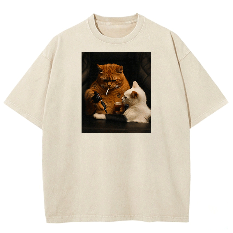 Tattoo Kitty Washed T-shirt