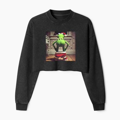 KERMIT THE FROG MEME Washed Crop Sweatshirt
