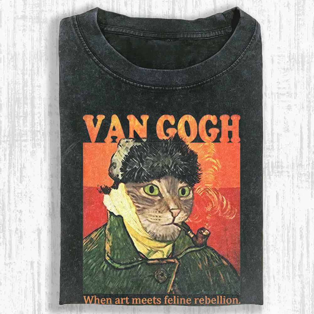 Meow-Gogh Self-Portrait Washed T-shirt