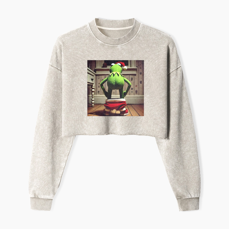 KERMIT THE FROG MEME Washed Crop Sweatshirt