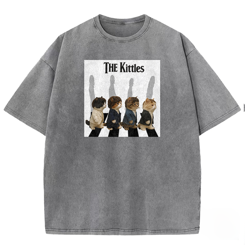 The Meowles - Abbey Paw Washed T-shirt