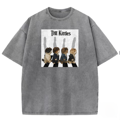 The Meowles - Abbey Paw Washed T-shirt