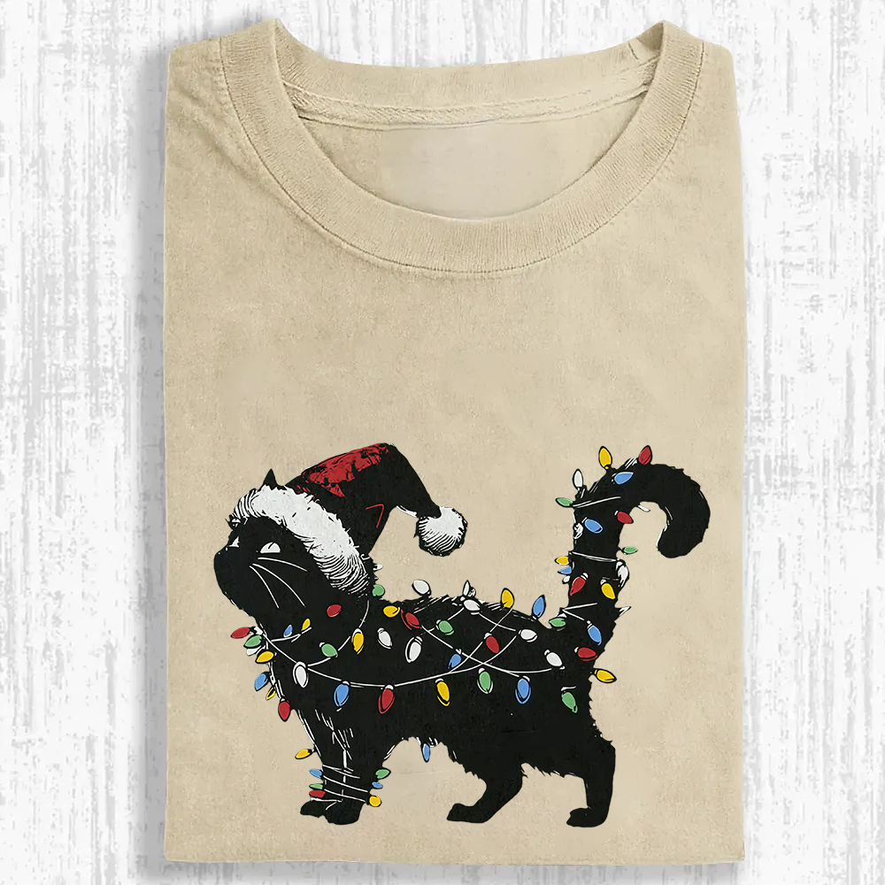 Santa Claus plays guitar Washed T-shirt