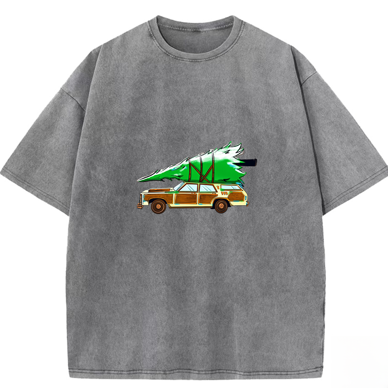 Car Christmas Tree Washed T-shirt