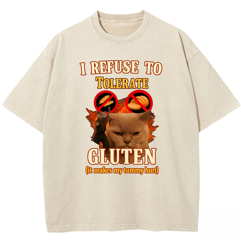 Cat Hates Gluten Washed T-shirt