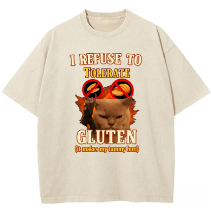 Cat Hates Gluten Washed T-shirt