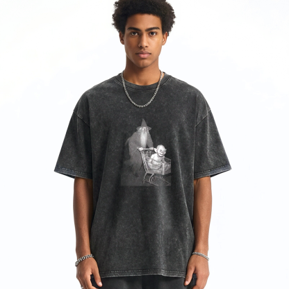 Funny shopping cart Washed T-shirt