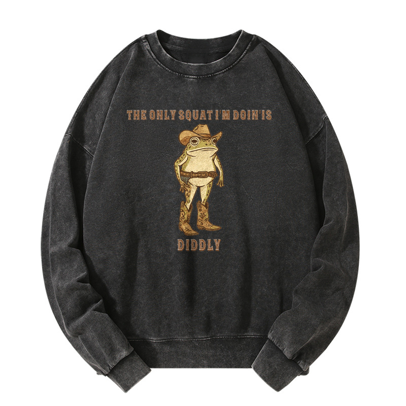 Funny Cowboy Frog Washed Sweatshirt