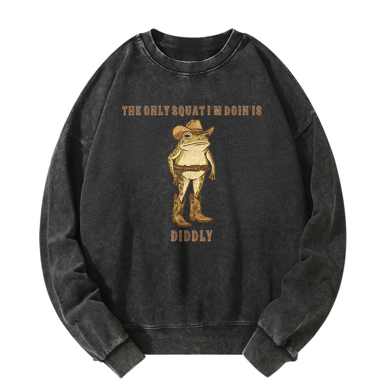 Funny Cowboy Frog Washed Sweatshirt