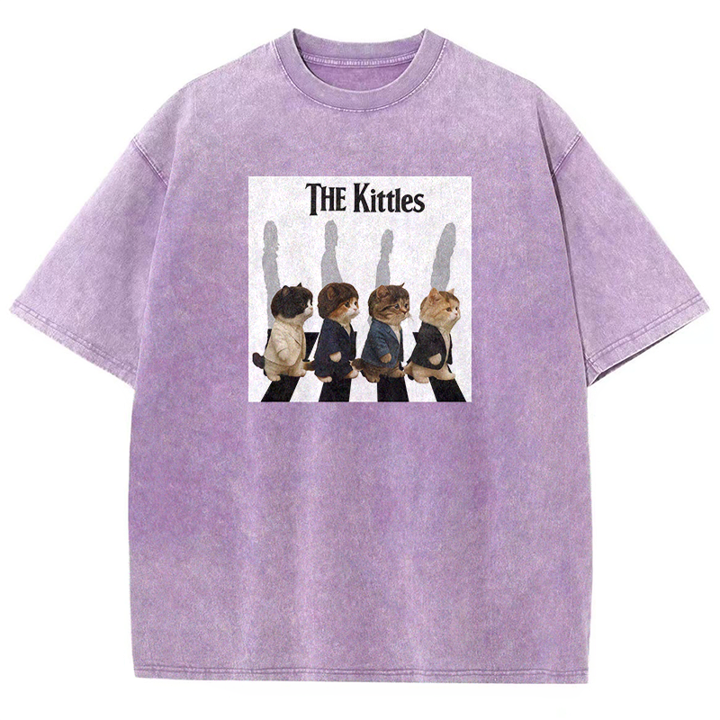 The Meowles - Abbey Paw Washed T-shirt