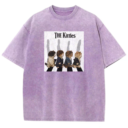 The Meowles - Abbey Paw Washed T-shirt