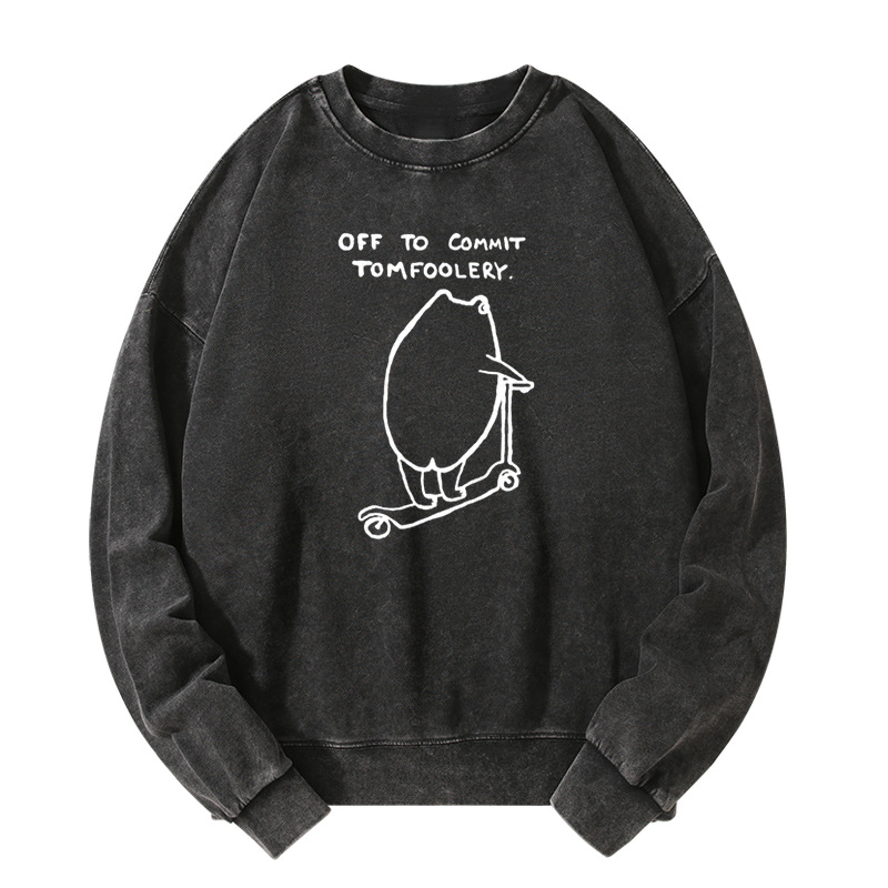Off To Commit Tomfoolery Frog Loves Washed Sweatshirt
