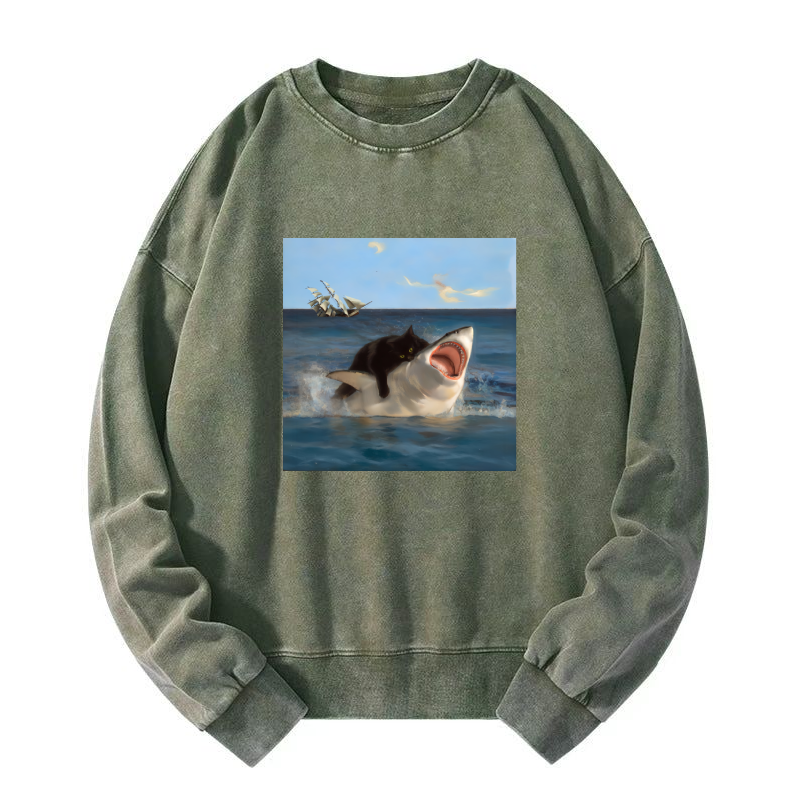 Brave Cat Washed Sweatshirt