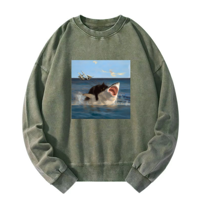 Brave Cat Washed Sweatshirt