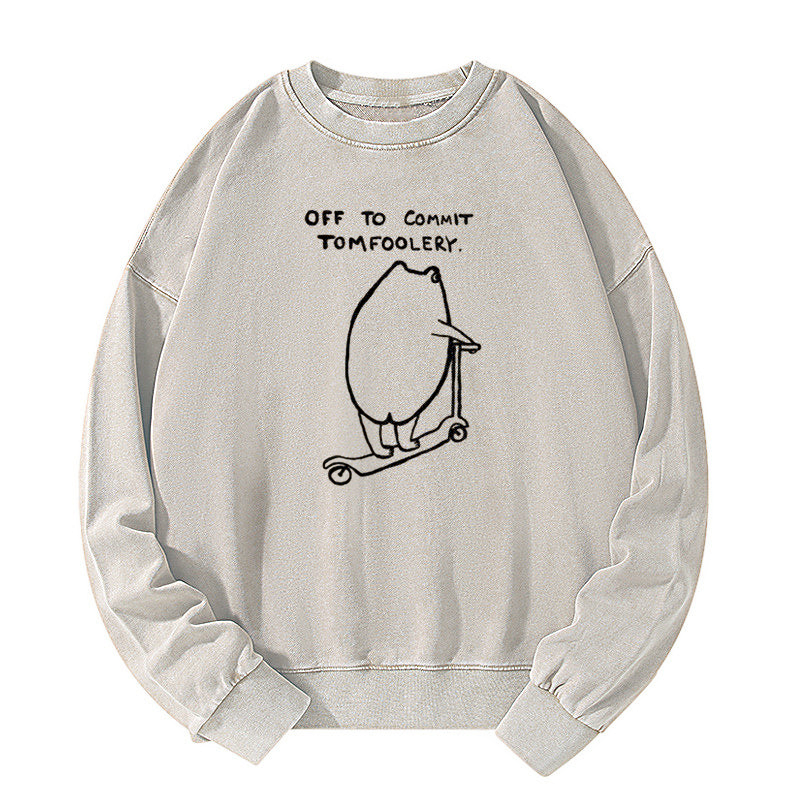 Off To Commit Tomfoolery Frog Loves Washed Sweatshirt