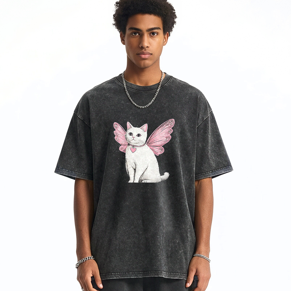 Winged Kitty Glow Washed T-shirt