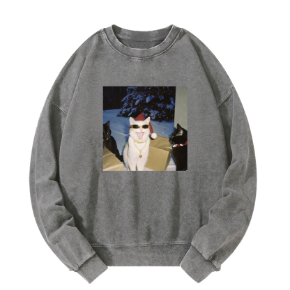 Wacky Cat Washed Sweatshirt