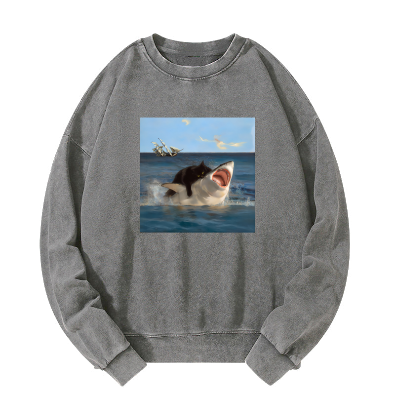 Brave Cat Washed Sweatshirt